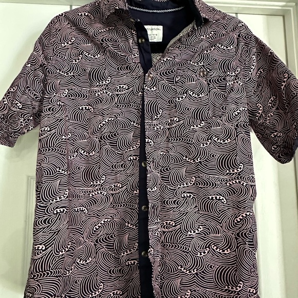 Distortion Other - Wave Pattern Men's Shirt - Navy and White